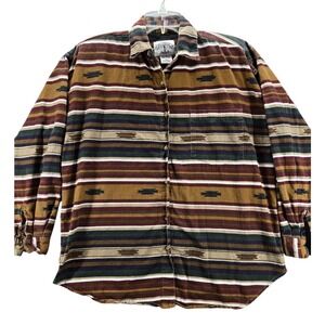 Vintage 90s Solutions Aztec Western Cotton Button Down Shirt Adult Medium